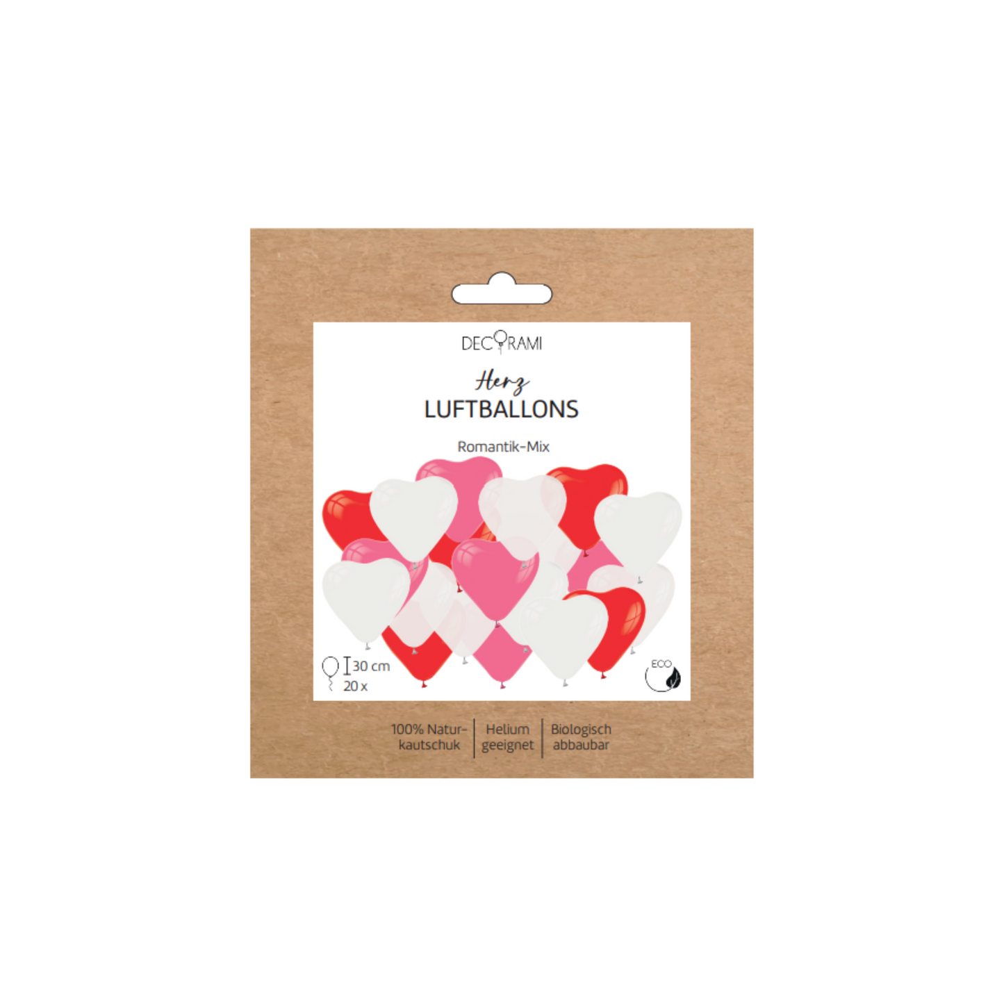 Herzballon-Set Deluxe 4 Farben 20 Stk.