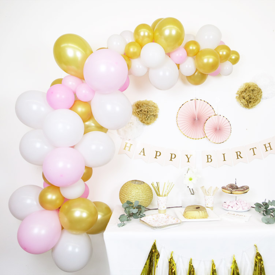 Ballongirlanden-Kit DIY Gold-Rosa