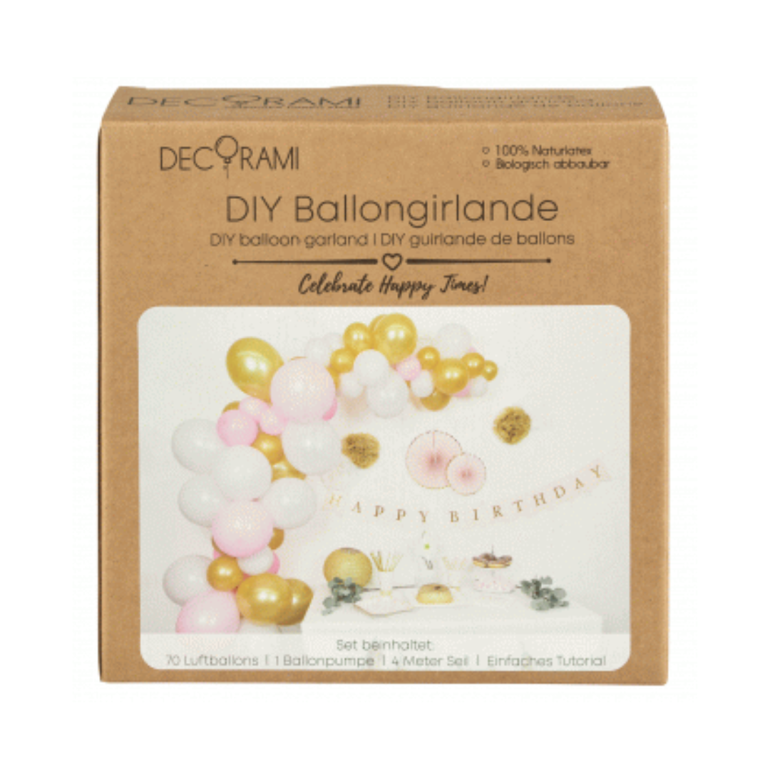 Ballongirlanden-Kit DIY Gold-Rosa