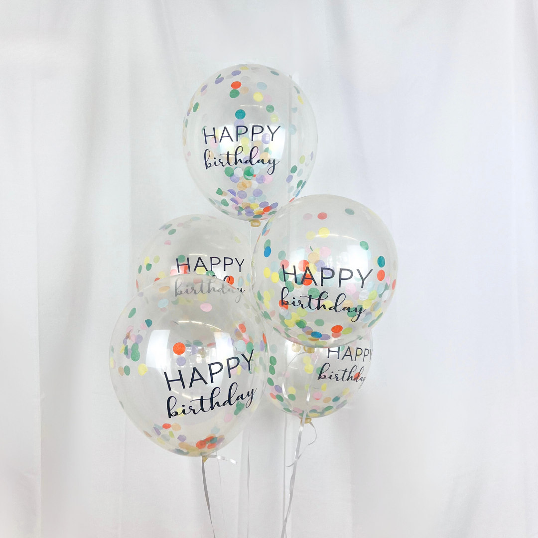 Luftballon-Set Konfetti Mix Bunt "Happy Birthday" 5 Stk. *neu*