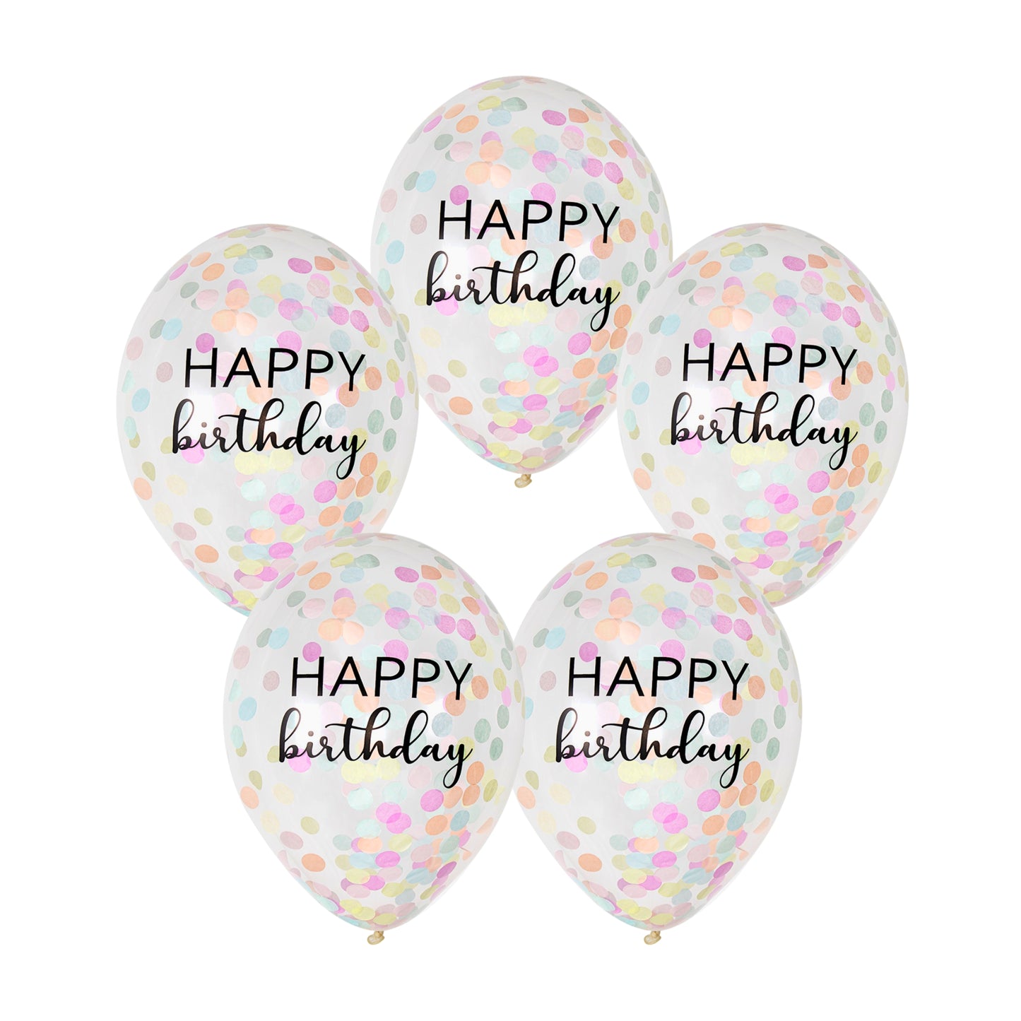 Luftballon-Set Konfetti Pastell "Happy Birthday" 5 Stk.