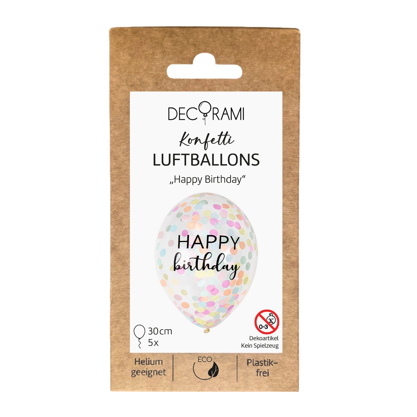 Luftballon-Set Konfetti Pastell "Happy Birthday" 5 Stk.