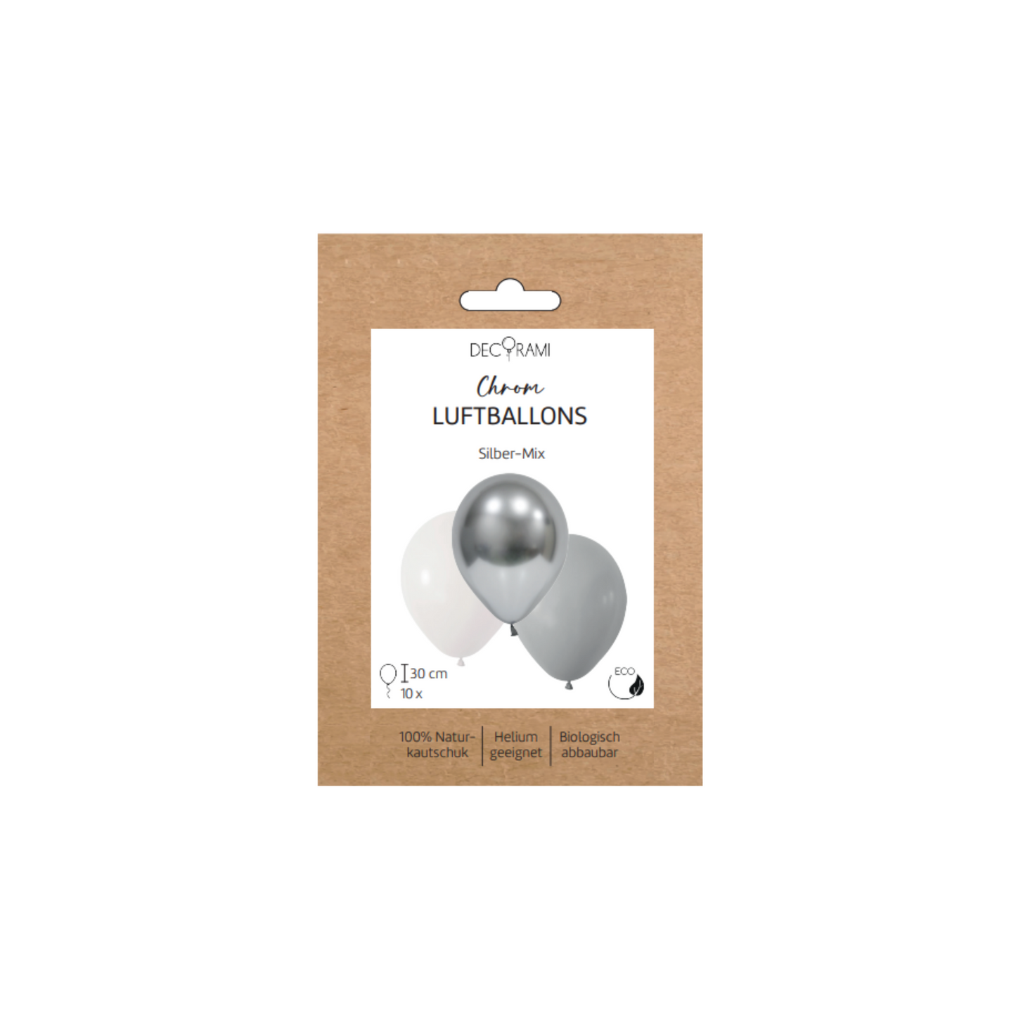Luftballon-Set Chrom-Mix Silber 10 Stk.