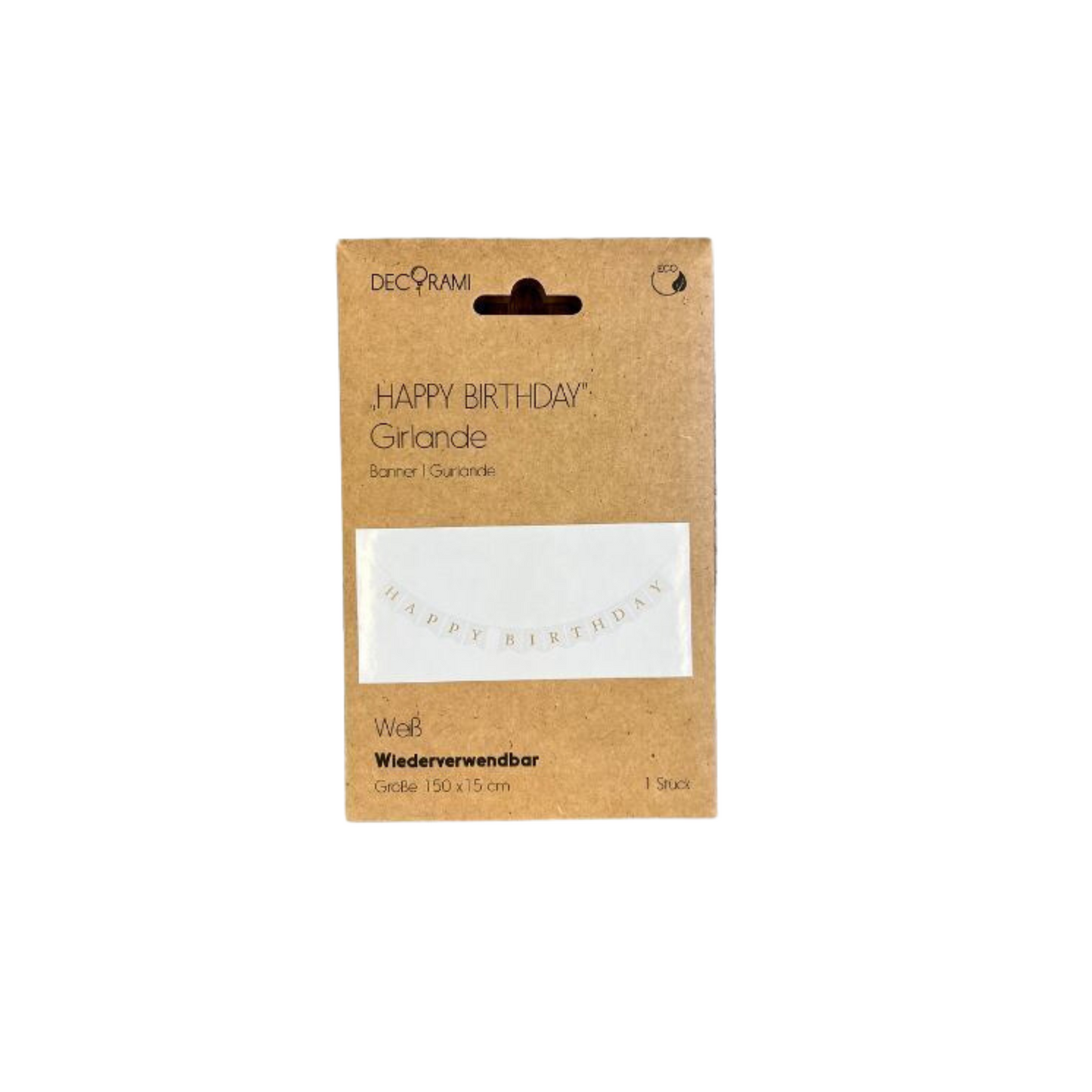 Papiergirlande "Happy Birthday" Weiß
