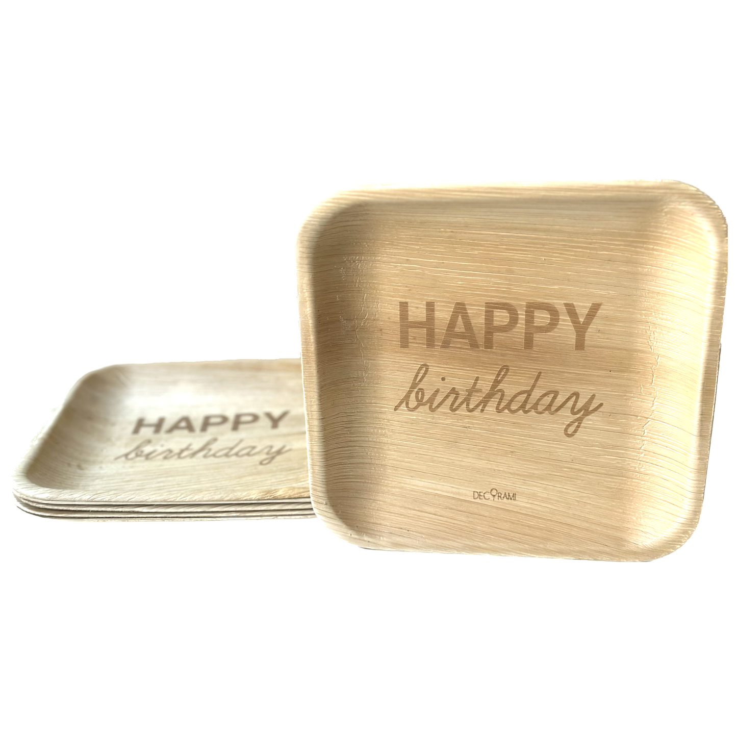 Palmblatt Teller "Happy Birthday" 6 Stk.