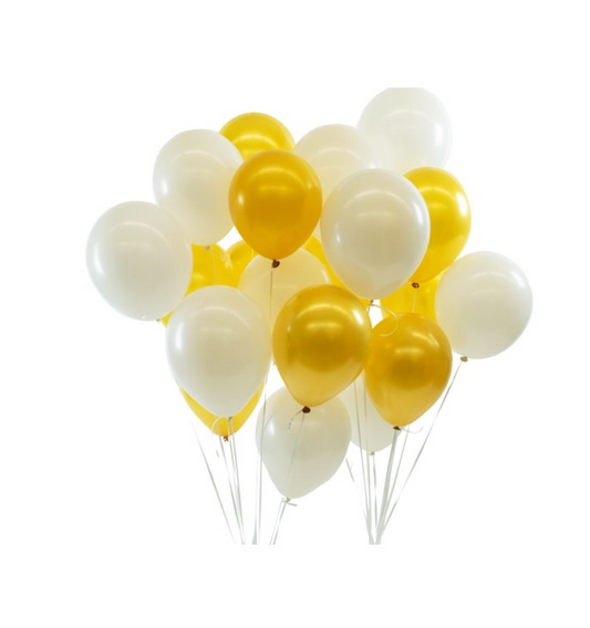 Luftballon-Set Weiß-Gold 20 Stk.