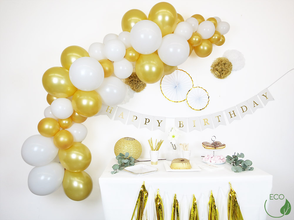 Ballongirlanden-Kit DIY Gold-Weiß