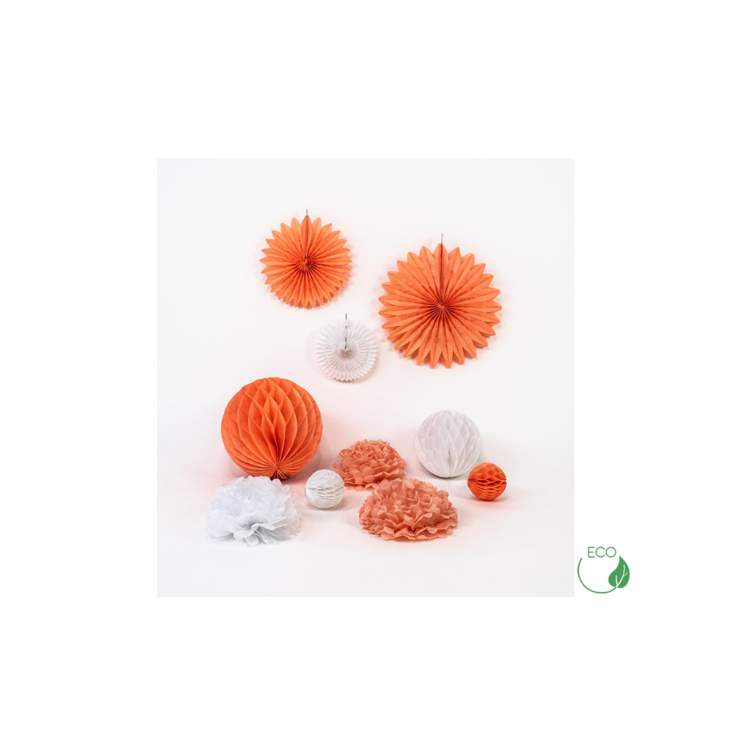 Deko-Gesamtset Apricot-Weiß 10-tlg