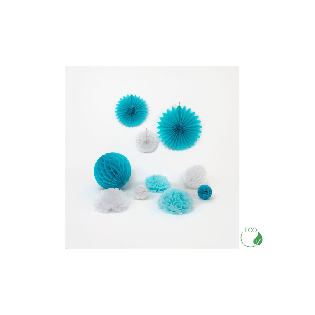 Deko-Gesamtset Blau-Weiß 10-tlg