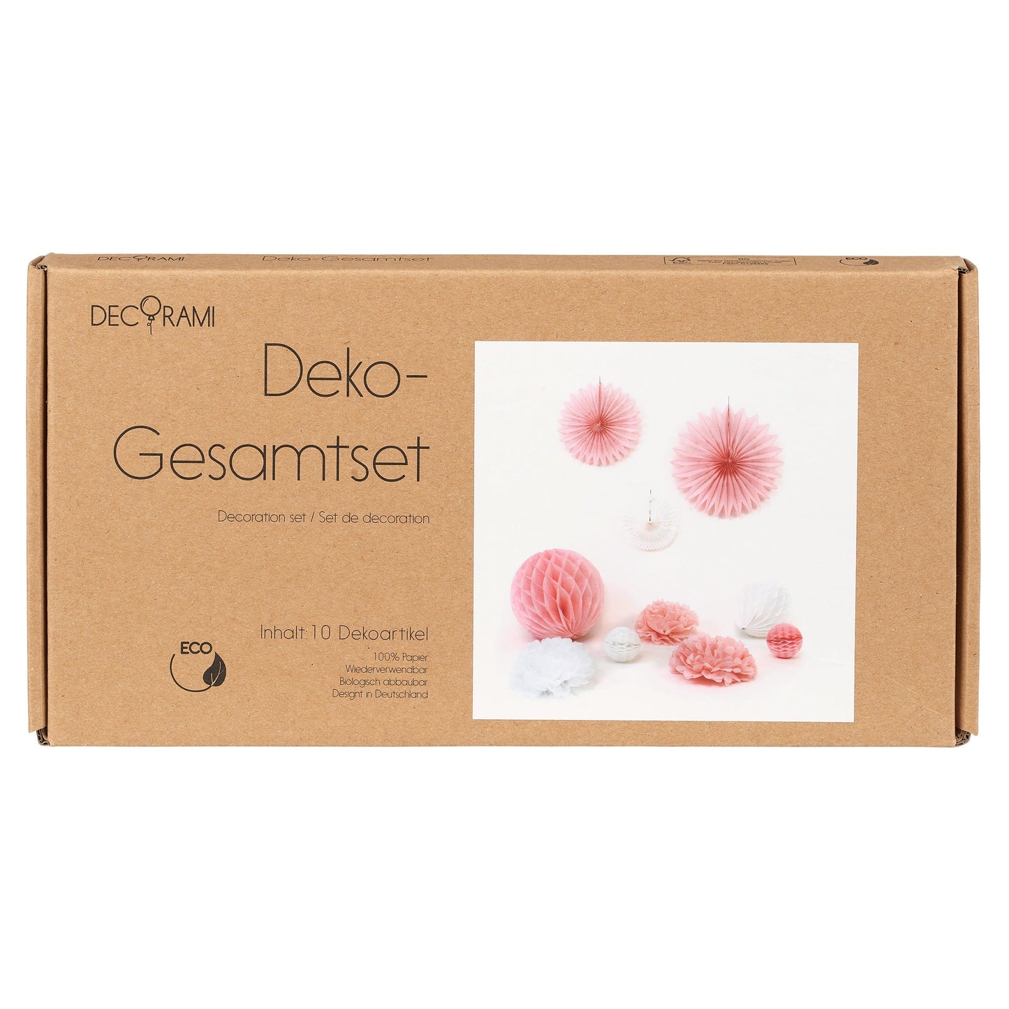 Deko-Gesamtset Rosa-Weiß 10-tlg.