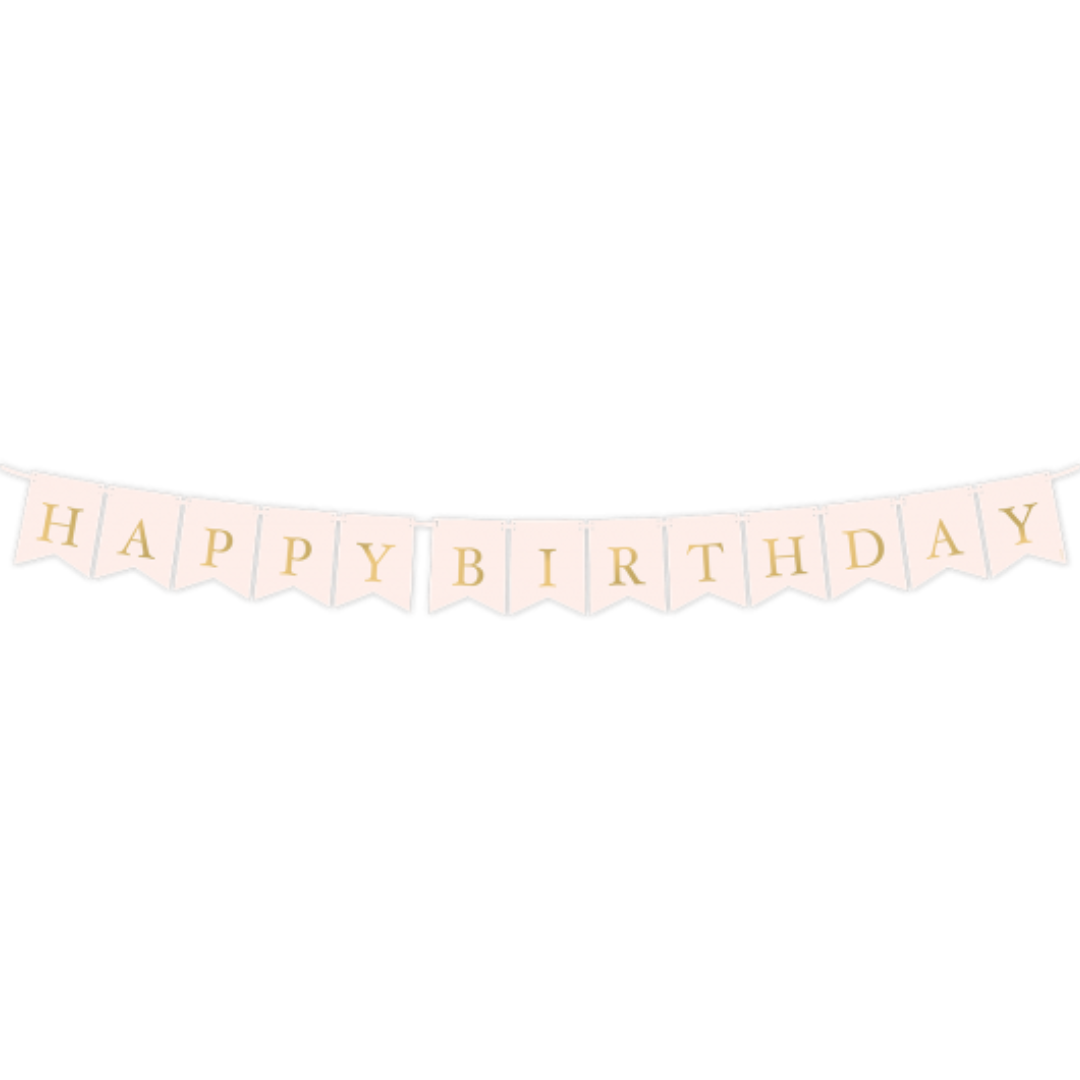 Papiergirlande "Happy Birthday" Rosa