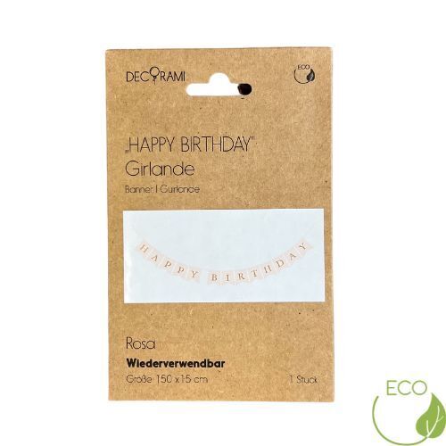 Papiergirlande "Happy Birthday" Rosa