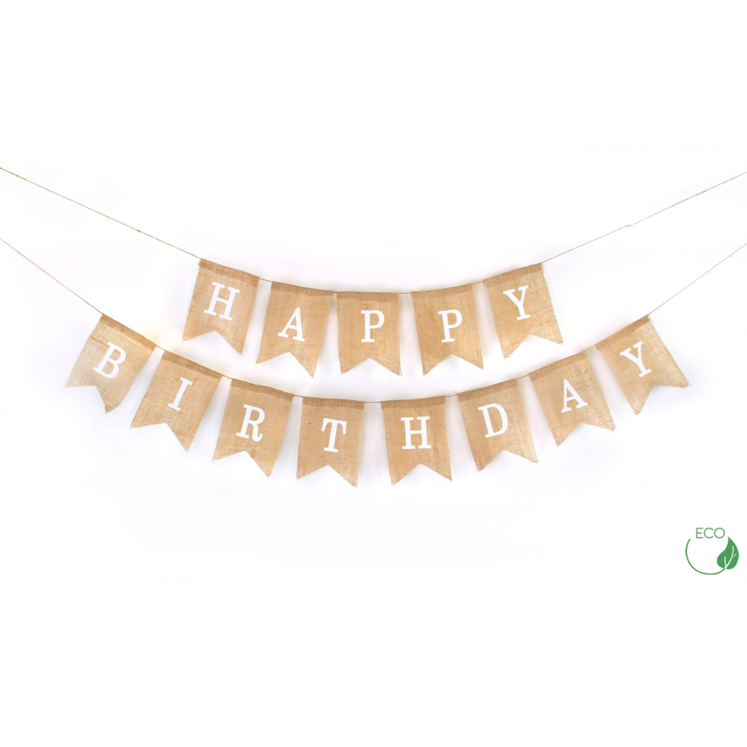 Jute-Girlande "Happy Birthday"