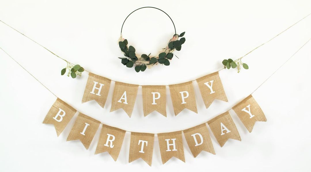 Jute-Girlande "Happy Birthday"