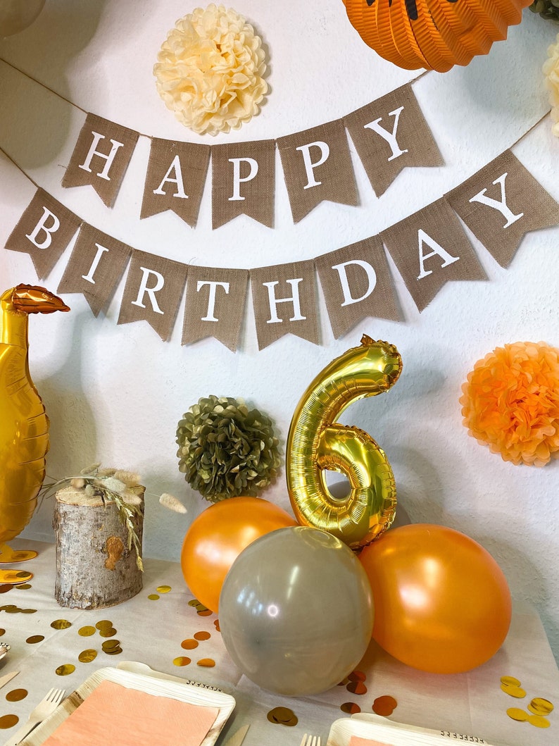 Jute-Girlande "Happy Birthday"