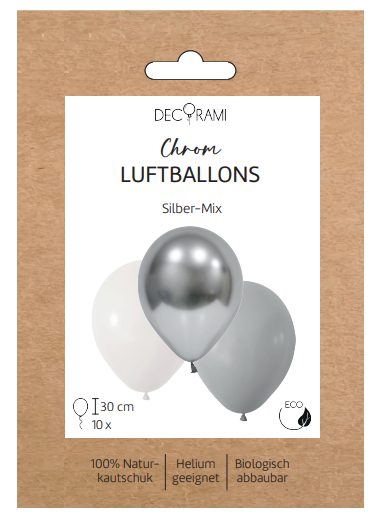 Luftballon-Set Chrom-Mix Silber 10 Stk.