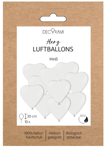 Herzballon-Set Weiß 10 Stk.