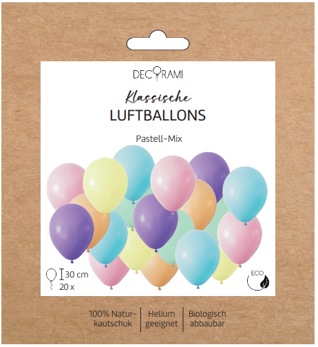 Luftballon-Set Pastell-Mix 20 Stk.