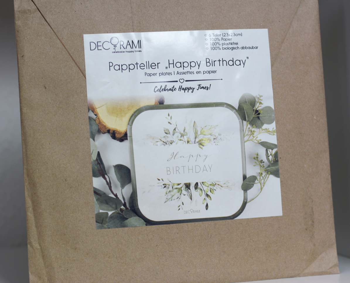 Pappteller "Happy Birthday" Botanical 6 Stk.