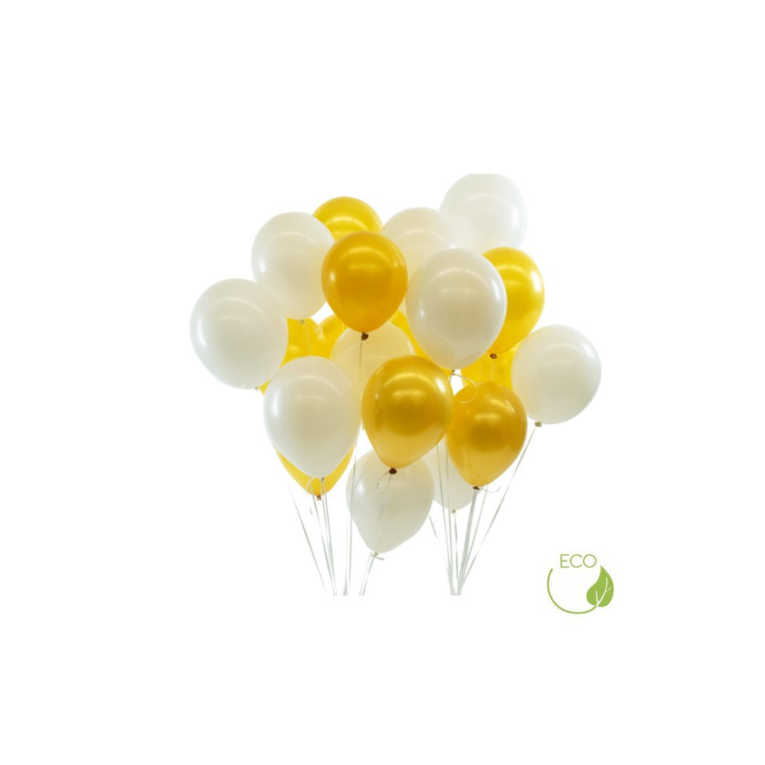 Luftballon-Set Weiß-Gold 20 Stk.