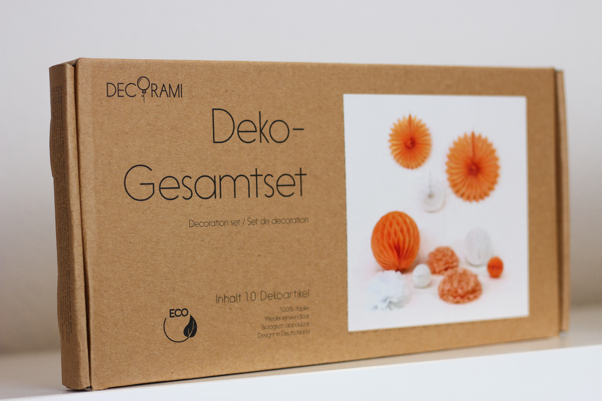 Deko-Gesamtset Apricot-Weiß 10-tlg