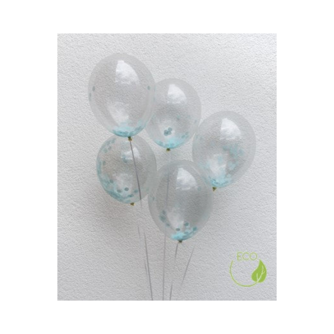 Luftballon-Set Konfetti Hellblau/Weiß 5 Stk.